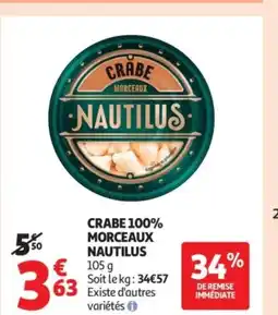 Auchan NAUTILUS Crabe 100% morceaux offre