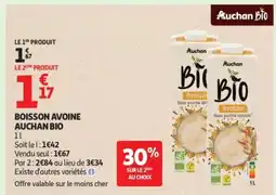 Auchan AUCHA BIO Boisson avoine offre