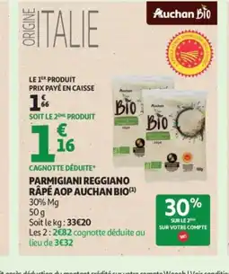 Auchan AUCHAN BIO Parmigiani reggiano râpé aop auchan bio offre