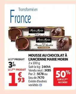 Auchan MARIE MORIN Mousse au chocolat à l'ancienne offre