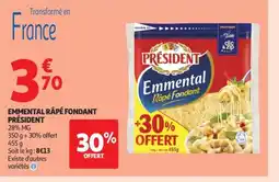 Auchan PRÉSIDENT Emmental râpé fondant offre