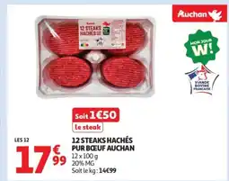 Auchan AUCHAN 12 steaks hachés pur boeuf offre