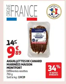 Auchan MAISON MONTFORT Aiguillettes de canard marinées offre
