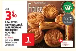 Auchan 2 galettes individuelles à la frangipane pur beurre achetées offre