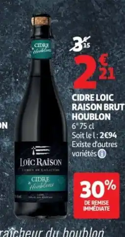 Auchan Cidre loic raison brut houblon offre