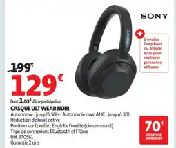Auchan SONY Casque ult wear noir offre