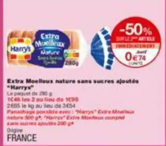 Monoprix Extra moelleux nature sans sucres ajoutés "harrys" offre