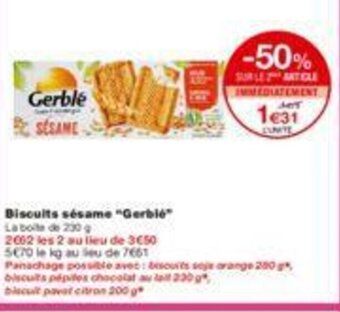Monoprix Biscuits sésame "gerblé" offre