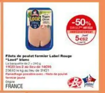 Monoprix Filets de poulet fermier label rouge offre