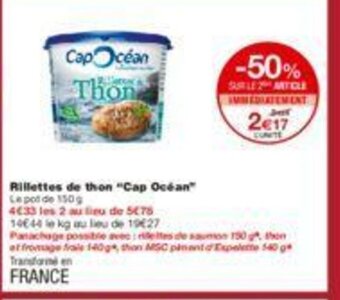 Monoprix Rillettes de thon "cap océan" offre