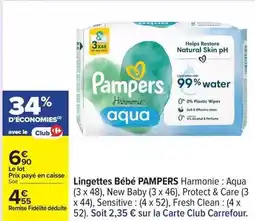 Carrefour Drive Pampers - lingettes bébé harmonie offre