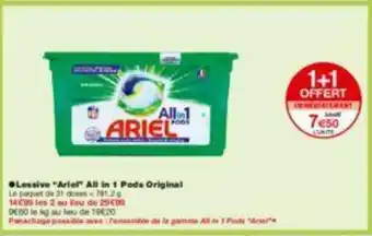 Monoprix Lessive "ariel" all in 1 pods original offre