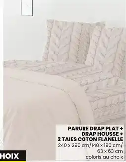 Stokomani Hoix parure drap plat + drap housse + 2 taies coton flanelle offre