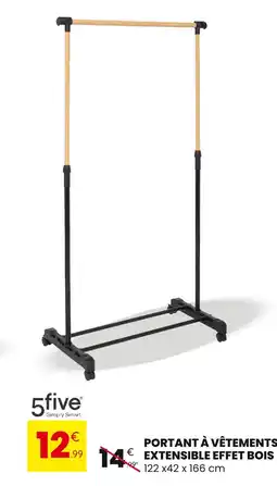 Stokomani 5five portant à vêtements extensible effet bois offre