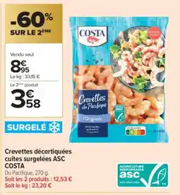 Carrefour Contact COSTA Crevettes décortiquées cuites surgelées ASC offre