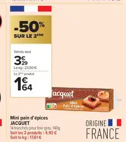 Carrefour Contact JACQUET Mini pain d'épices offre