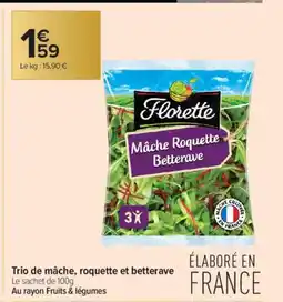 Carrefour Contact Trio de mâche, roquette et betterave offre