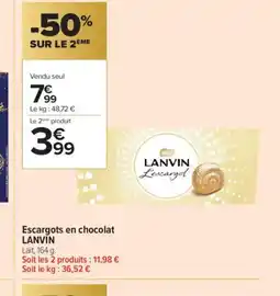 Carrefour Contact LANVIN Escargots en chocolat offre