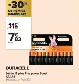 Carrefour Contact DURACELL Lot de 12 piles Plus power Boost offre