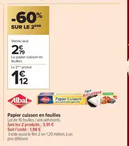 Carrefour Contact ALBAL Papier cuisson en feuilles offre