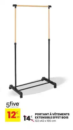 Stokomani Portant à vêtements extensible effet bois offre