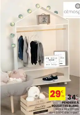 Stokomani Penderie à roulettes blanc offre