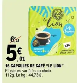 E.Leclerc LE LION 16 capsules de café offre