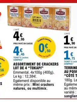 E.Leclerc TOKAPI Assortiment de crackers lot de 4 offre