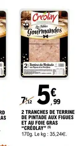 E.Leclerc CRÉOLAY 2 tranches de terrine de pintade aux figues et au foie gras offre