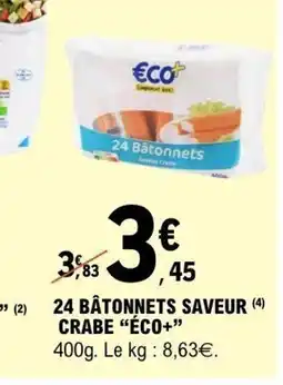 E.Leclerc ÉCO+ 24 bâtonnets saveur crabe offre
