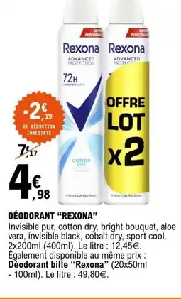 E.Leclerc REXONA Déodorant offre