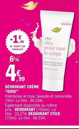 E.Leclerc DOVE Déodorant crème offre