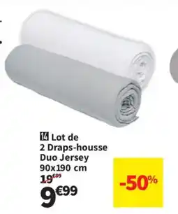 Conforama Lot de 2 Draps-housse Duo Jersey offre