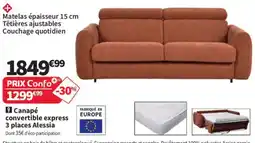Conforama Canapé convertible express 3 places Alessia offre