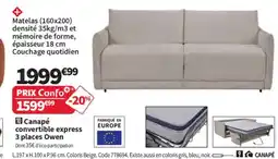 Conforama Canapé convertible express 3 places Owen offre