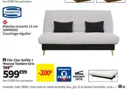 Conforama Clic-Clac Azélie + Housse Tambre Gris offre
