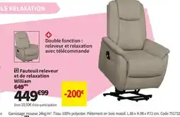 Conforama Fauteuil releveur et de relaxation William offre