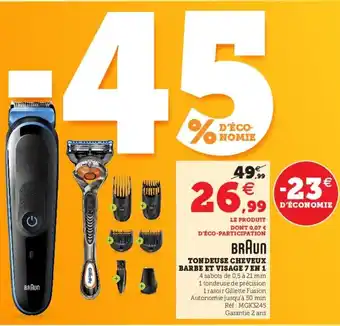 Super U Tondeuse cheveux Barbe et Visage 7 en 1 offre