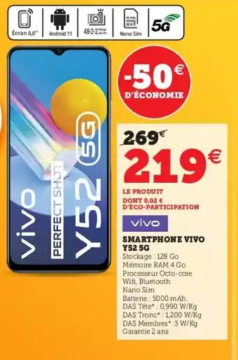 Super U Smartphone Vivo Y52 5G offre