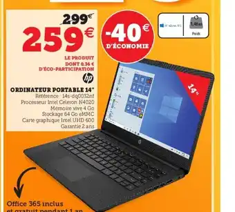 Super U Ordinateur Portable 14 offre