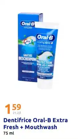 Action Dentifrice oral b extra fresh + mouthwash offre