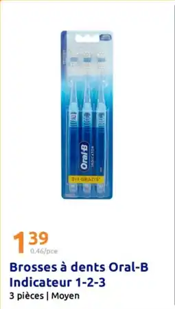 Action Brosses à dents oral-b indicateur 1-2-3 offre