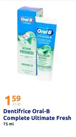 Action Dentifrice oral b complete ultimate fresh offre