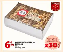 Auchan Gaufres liégeoises x 30 bourbon offre