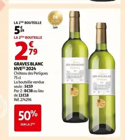Auchan CHÂTEAU DES PERLIGUES Graves blanc hv 2024 offre