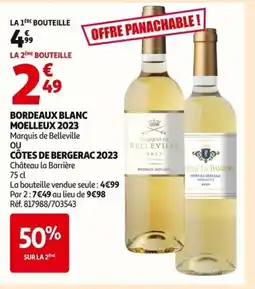 Auchan MARQUIS D BELLEVILLE Bordeaux blanc moelleux 2023 offre