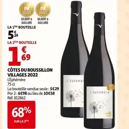 Auchan L'ÉPHÉMÈRE Côtes du roussillon villages 2022 offre