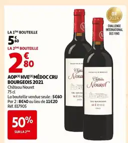 Auchan Château nouret aop hve médoc cru bourgeois 2021 offre
