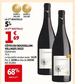 Auchan Côtes du roussillon villages 2022 l'éphémère offre