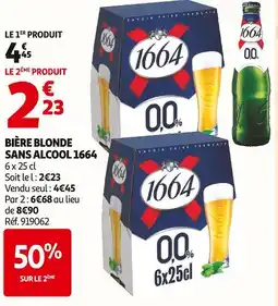 Auchan 1664 bière blonde sans alcool offre